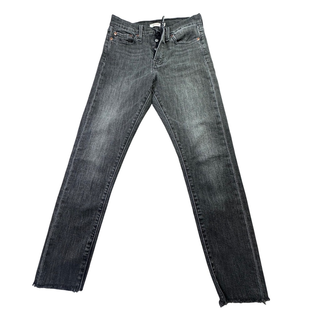 Levis women's Wedgie Skinny Jeans 29 Faded Black Raw Hem Button Fly